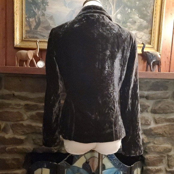 LIZ CLAIBORNE AXCESS Blazer Jacket Coat BROWN VELVET Victorian Bias Cut WOMENS M - Picture 9 of 10